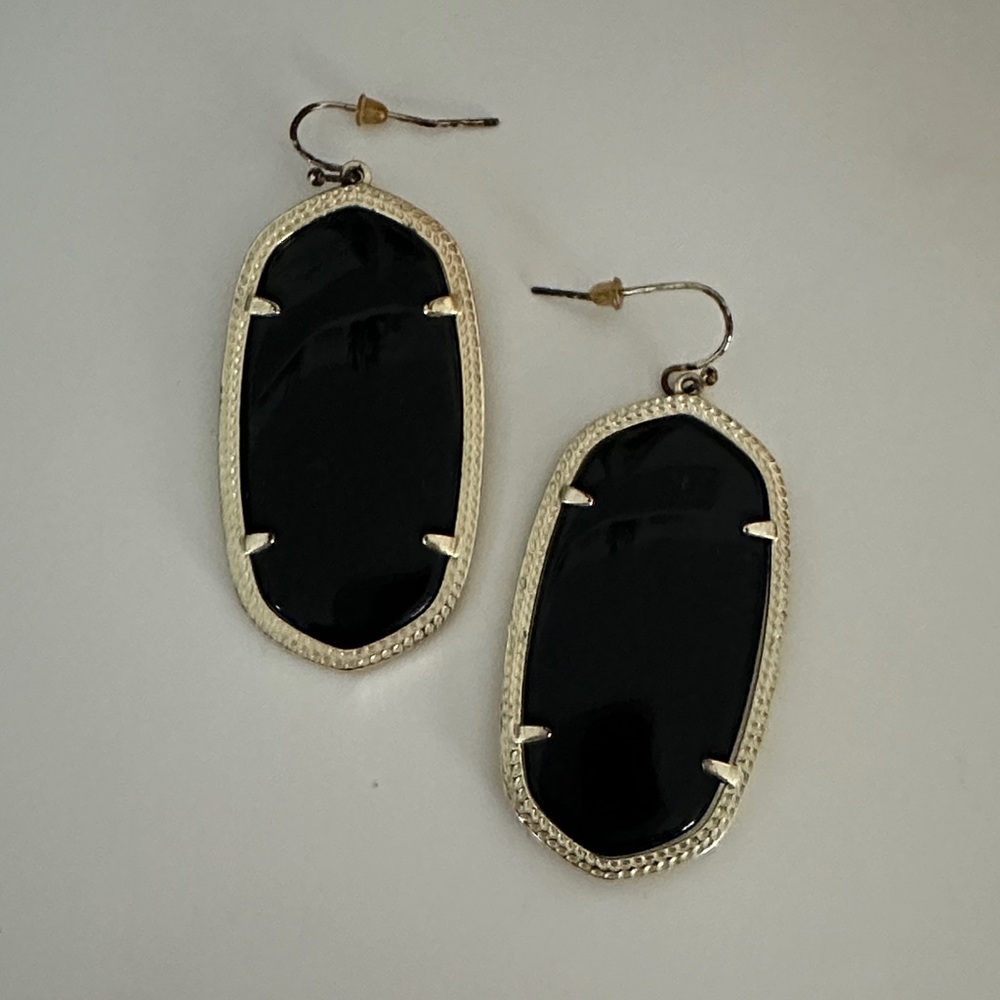 Kendra Scott Black and Gold Large Drop Earrings